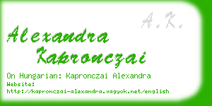 alexandra kapronczai business card